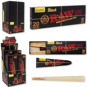 Raw Black Pre Roll Cone- 20pk/ 12ct Display